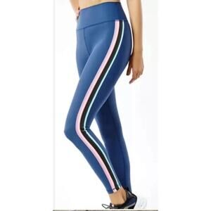 Spiritual Gangster High Waist Leggings Size Small Rainbow Side Stripe Blue Yoga